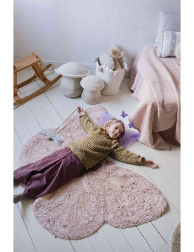 Bawełniany dywan do prania w pralce „Motylek” 120x90 cm - różowy