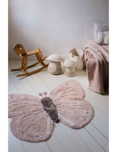 Bawełniany dywan do prania w pralce „Motylek” 120x90 cm - różowy