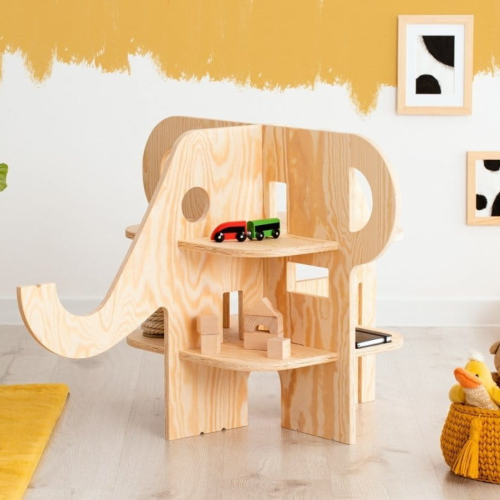 Regał / drewniana półka na zabawki montessori SŁOŃ