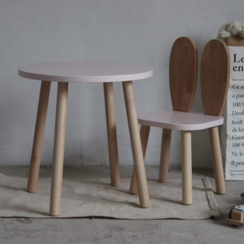 Drewniany stolik dziecięcy z okrągłym blatem 60 cm