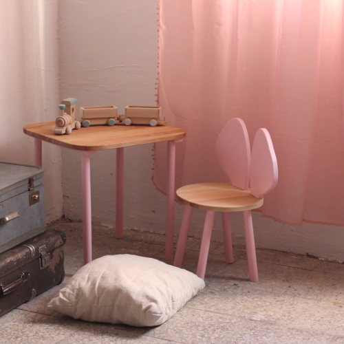 Drewniany zestaw stolik 50 x 50 cm z krzesełkiem Myszka