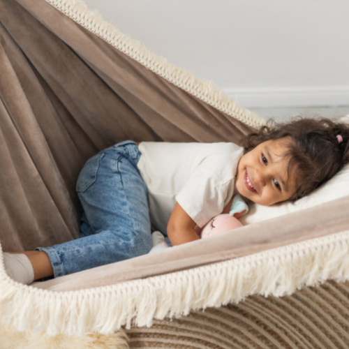 Bawełniany Hamak Dziecięcy w stylu Boho - Piórkowe Marzenie