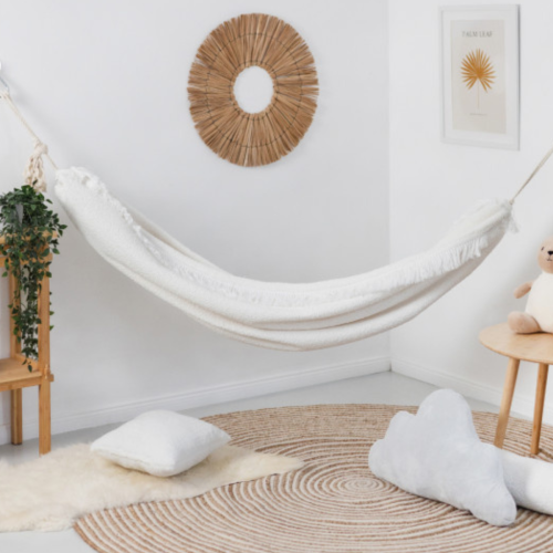 Bawełniany Hamak Dziecięcy na Taras - Śnieżny Puch