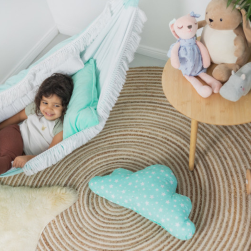 Bawełniany Hamak Dziecięcy Niebieski - Błękitna Laguna