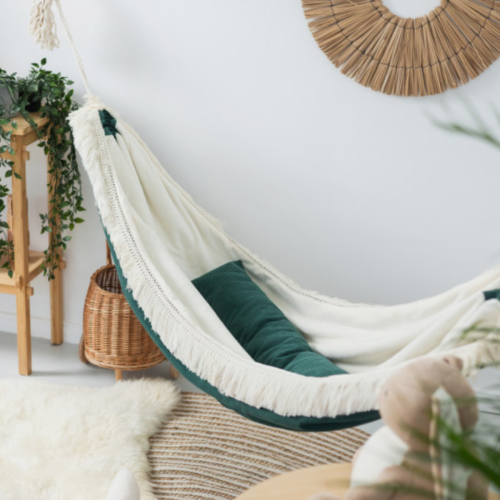 Bawełniany Hamak Dziecięcy Boho - Szmaragdowa Oaza