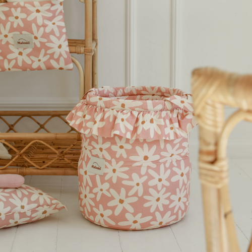 Bawełniany kosz na zabawki w Stokrotki