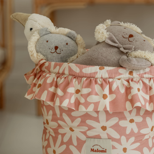 Bawełniany kosz na zabawki w Stokrotki