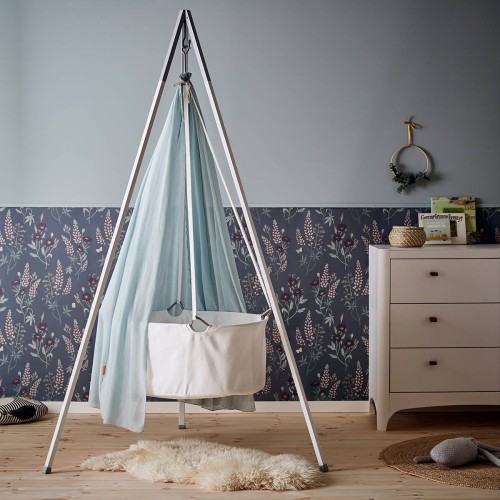 Kołyska zawieszana Leander Classic™ – biała, na sufit lub statyw, organiczna bawełna