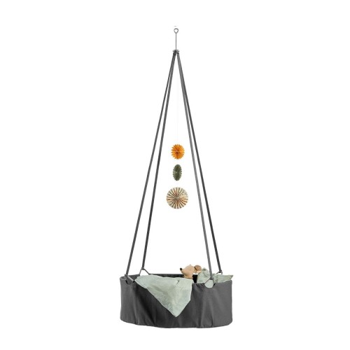 Kołyska zawieszana Leander Classic™ – szara, na sufit lub statyw, organiczna bawełna