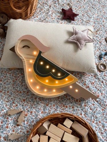 Lampka nocna dla dzieci Drewniana Jemiołuszka