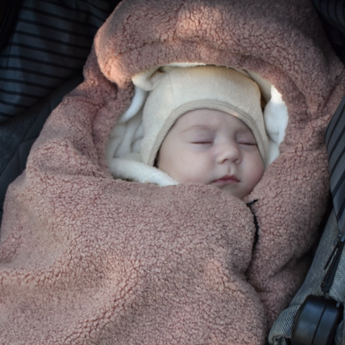 Zimowy śpiworek niemowlęcy do wózka Alpaka dla dzieci od 0 do 12 miesięcy – Dusty Pink