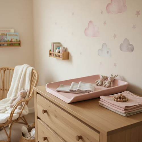 Przewijak piankowy dla niemowląt różowy Small All – łatwy w czyszczeniu, Made in Poland