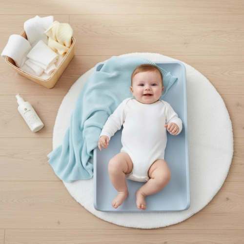 Przewijak piankowy dla niemowląt błękitny Small All – wodoodporny, polska produkcja