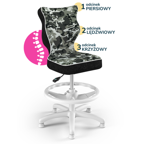 Krzesło ergonomiczne do biurka dla dziecka 5–8 lat Entelo Petit moro z podnóżkiem