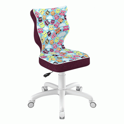 Krzesło do biurka dla dziecka 5–8 lat Entelo Petit sówki na kółkach