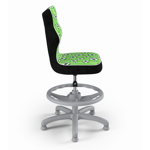 Krzesło ergonomiczne do biurka dla dziecka 5–8 lat Entelo Petit piłki nożne z podnóżkiem szara podstawa