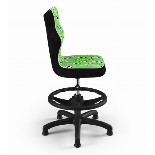 Krzesło ergonomiczne do biurka dla dziecka 5–8 lat Entelo Petit piłki nożne z podnóżkiem czarna podstawa
