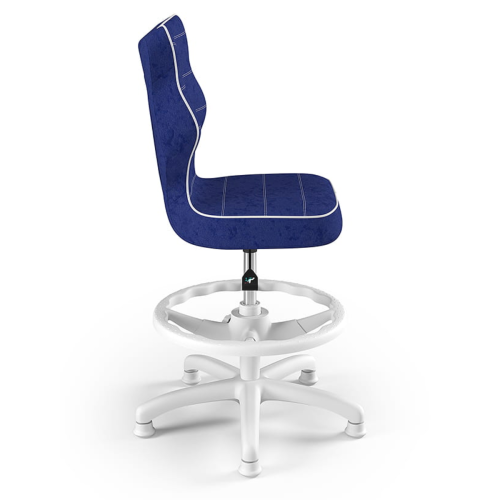 Krzesło ergonomiczne do biurka dla dziecka 5–8 lat Entelo Petit granatowe z podnóżkiem biała podstawa