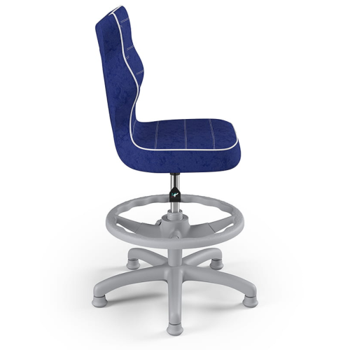 Krzesło ergonomiczne do biurka dla dziecka 5–8 lat Entelo Petit granatowe z podnóżkiem szara podstawa
