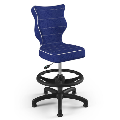 Krzesło ergonomiczne do biurka dla dziecka 5–8 lat Entelo Petit granatowe z podnóżkiem