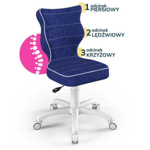 Krzesło ergonomiczne do biurka dla dziecka 5–8 lat Entelo Petit granatowe z podnóżkiem