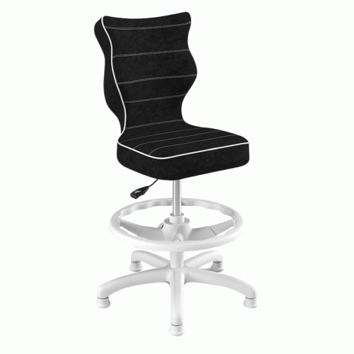 Krzesło ergonomiczne do biurka dla chłopca 5–8 lat Entelo Petit czarne z podnóżkiem