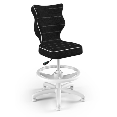 Krzesło ergonomiczne do biurka dla chłopca 5–8 lat Entelo Petit czarne z podnóżkiem