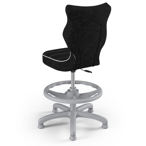 Krzesło ergonomiczne do biurka dla chłopca 5–8 lat Entelo Petit czarne z podnóżkiem