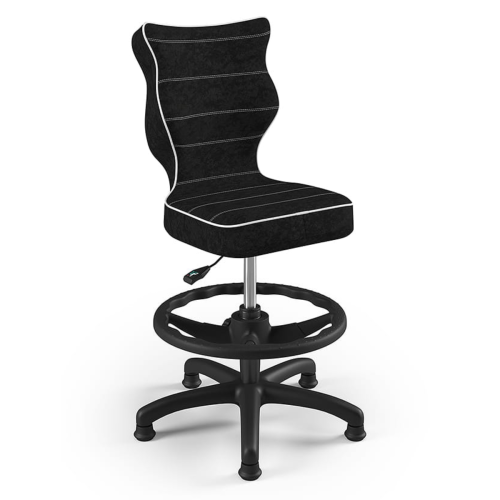 Krzesło ergonomiczne do biurka dla chłopca 5–8 lat Entelo Petit czarne z podnóżkiem