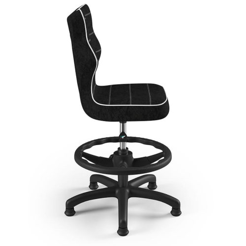Krzesło ergonomiczne do biurka dla chłopca 5–8 lat Entelo Petit czarne z podnóżkiem czarna podstawa