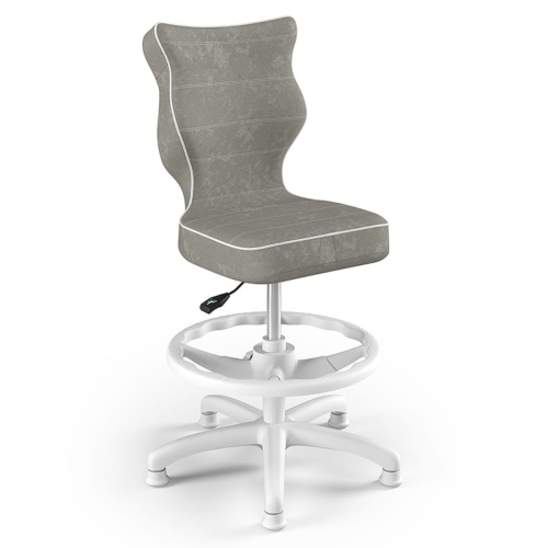 Krzesło ergonomiczne do biurka dla dziecka 5–8 lat Entelo Petit szare z podnóżkiem