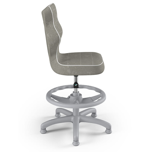 Krzesło ergonomiczne do biurka dla dziecka 5–8 lat Entelo Petit szare z podnóżkiem podstawa szara