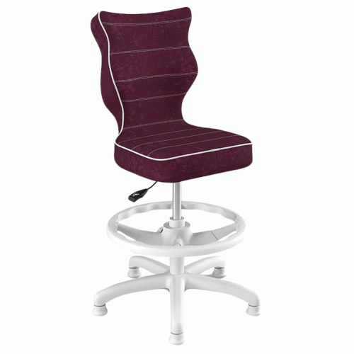 Krzesło ergonomiczne do biurka dla dziewczynki 5–8 lat Entelo Petit fioletowe z podnóżkiem