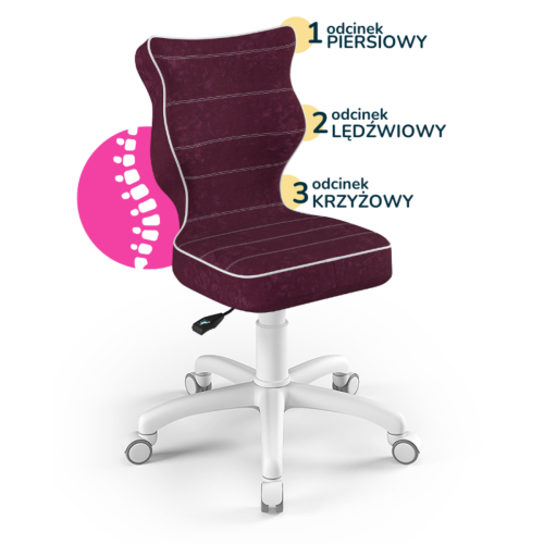 Krzesło do biurka dla dziewczynki 5–8 lat Entelo Petit fioletowe na kółkach