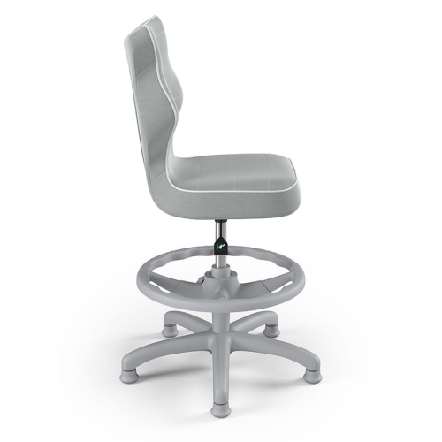 Krzesło ergonomiczne do biurka dla dziecka 5–8 lat Entelo Petit jasnoszare Jasmine z podnóżkiem podstawa szara