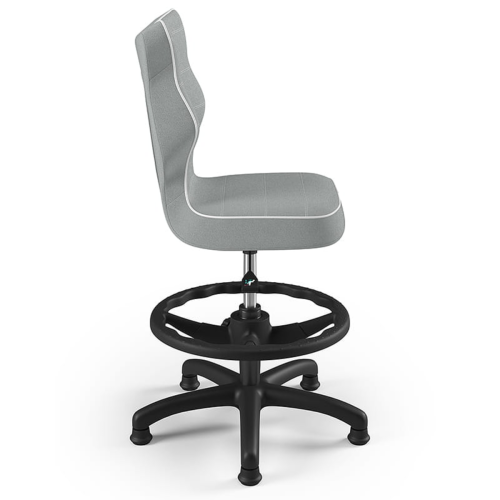 Krzesło ergonomiczne do biurka dla dziecka 5–8 lat Entelo Petit jasnoszare Jasmine z podnóżkiem podstawa czarna