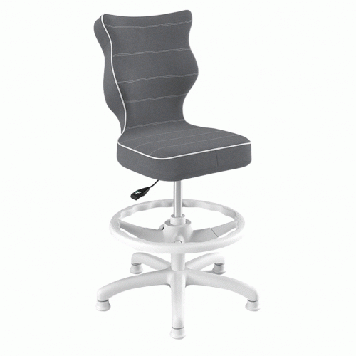 Krzesło ergonomiczne do biurka dla dziecka 5–8 lat Entelo Petit ciemnoszare Jasmine z podnóżkiem