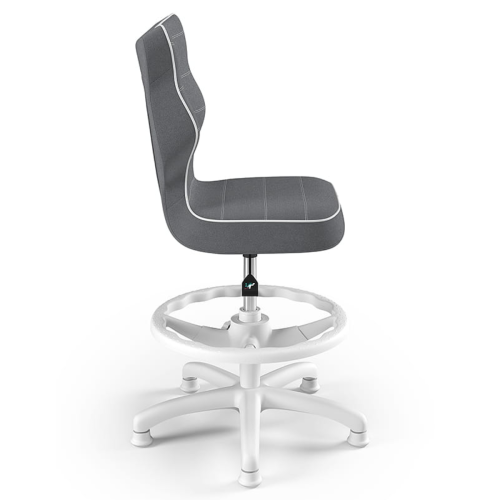 Krzesło ergonomiczne do biurka dla dziecka 5–8 lat Entelo Petit ciemnoszare Jasmine z podnóżkiem biała podstawa