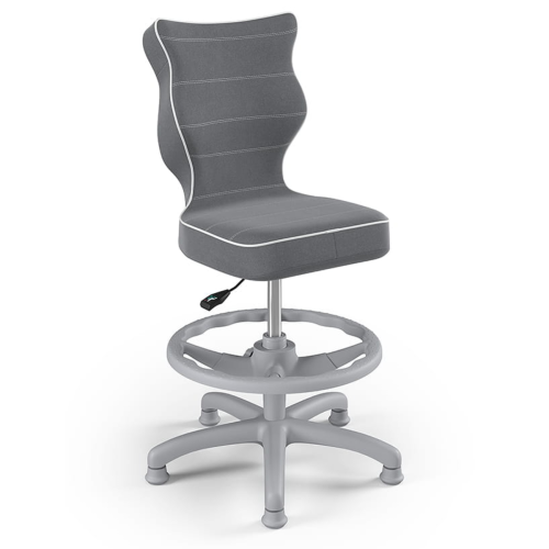 Krzesło ergonomiczne do biurka dla dziecka 5–8 lat Entelo Petit ciemnoszare Jasmine z podnóżkiem