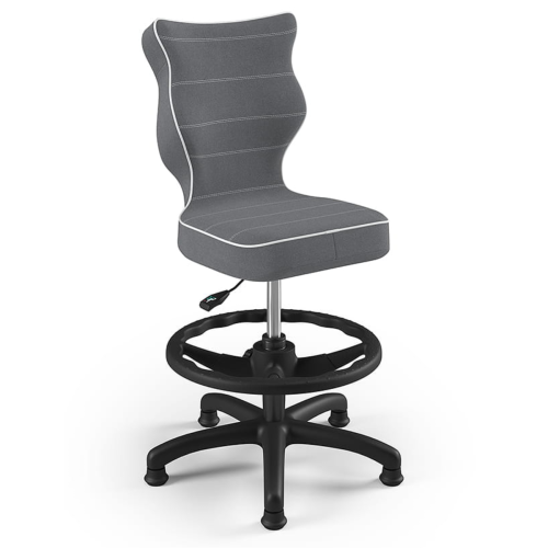 Krzesło ergonomiczne do biurka dla dziecka 5–8 lat Entelo Petit ciemnoszare Jasmine z podnóżkiem
