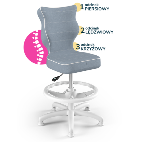Krzesło ergonomiczne do biurka dla dziecka 5–8 lat Entelo Petit niebieskie Jasmine z podnóżkiem