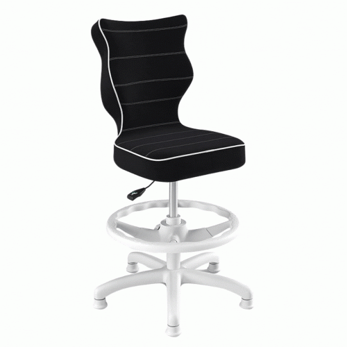 Krzesło ergonomiczne do biurka dla dziecka 5–8 lat Entelo Petit czarne Jasmine z podnóżkiem