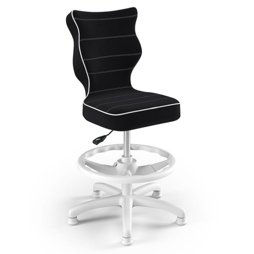 Krzesło ergonomiczne do biurka dla dziecka 5–8 lat Entelo Petit czarne Jasmine z podnóżkiem