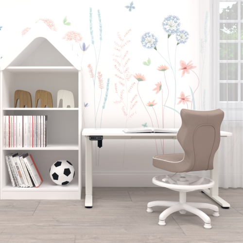 Biurko regulowane elektryczne dla dziecka 5–9 lat białe 100x60 cm – ergonomiczne biurko rosnące