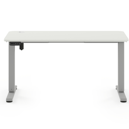 Biurko regulowane elektryczne dla dziecka 5–9 lat białe 100x60 cm – ergonomiczne biurko rosnące szara podstawa