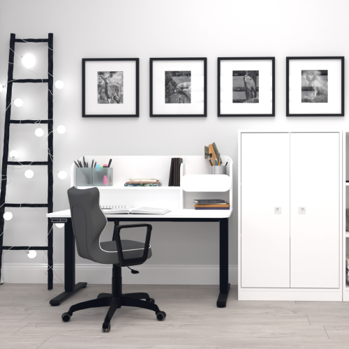 Biurko regulowane elektryczne dla dziecka 5–9 lat białe 100x60 cm – ergonomiczne biurko rosnące