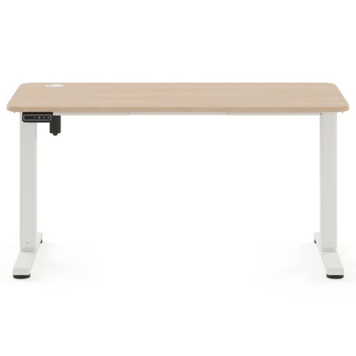 Biurko regulowane elektrycznie dla dziecka 5–9 lat brzoza 100x60 cm – ergonomiczne biurko rosnące  biała podstawa