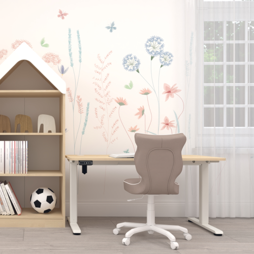 Biurko regulowane elektrycznie dla dziecka 5–9 lat brzoza 100x60 cm – ergonomiczne biurko rosnące