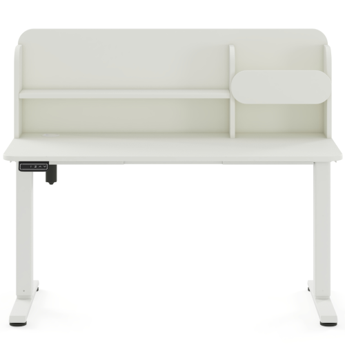 Biurko regulowane elektrycznie dla dziecka 5–9 lat białe 100x65 cm z nadstawką – 3 kolory stelaża do wyboru podstawa biała