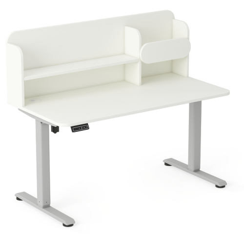 Biurko regulowane elektrycznie dla dziecka 5–9 lat białe 100x65 cm z nadstawką – 3 kolory stelaża do wyboru.